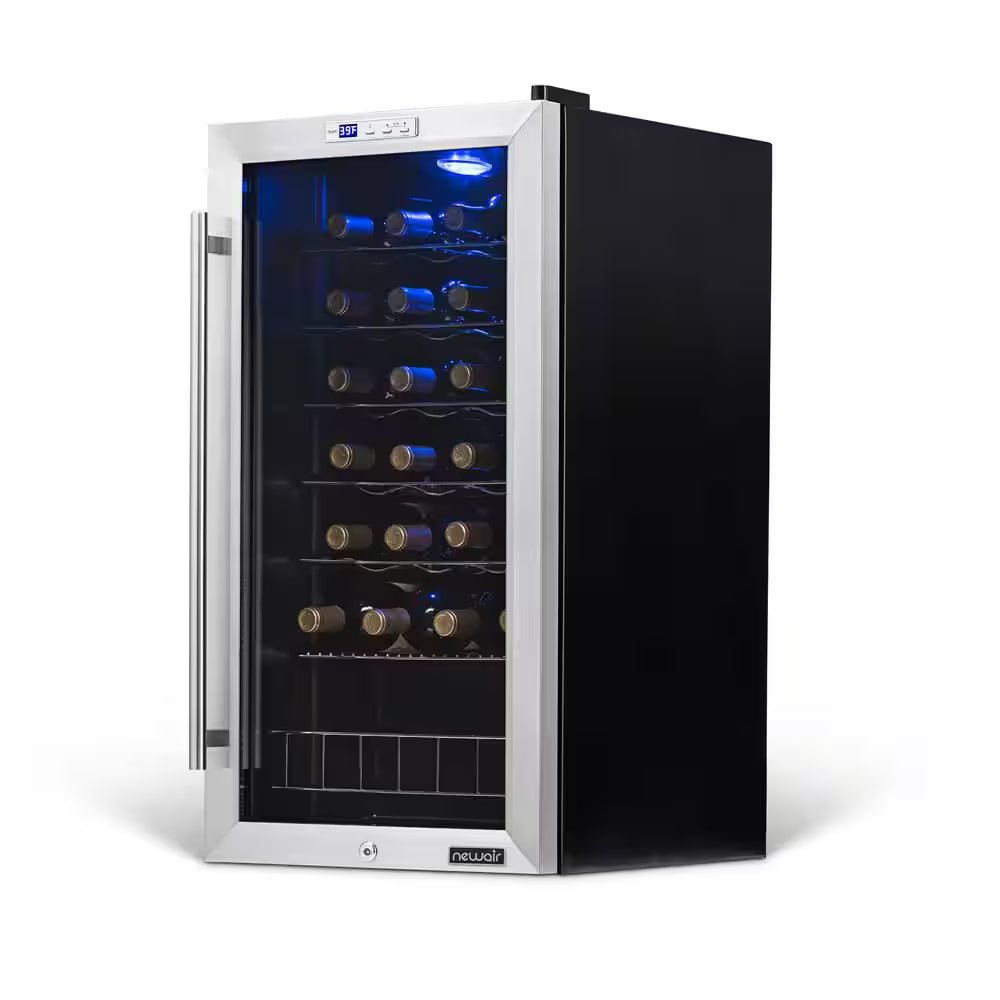 Single Zone 27-Bottle Freestanding Wine Cooler Fridge with Exterior Digital Thermostat and Chrome Racks, Stainless Steel
