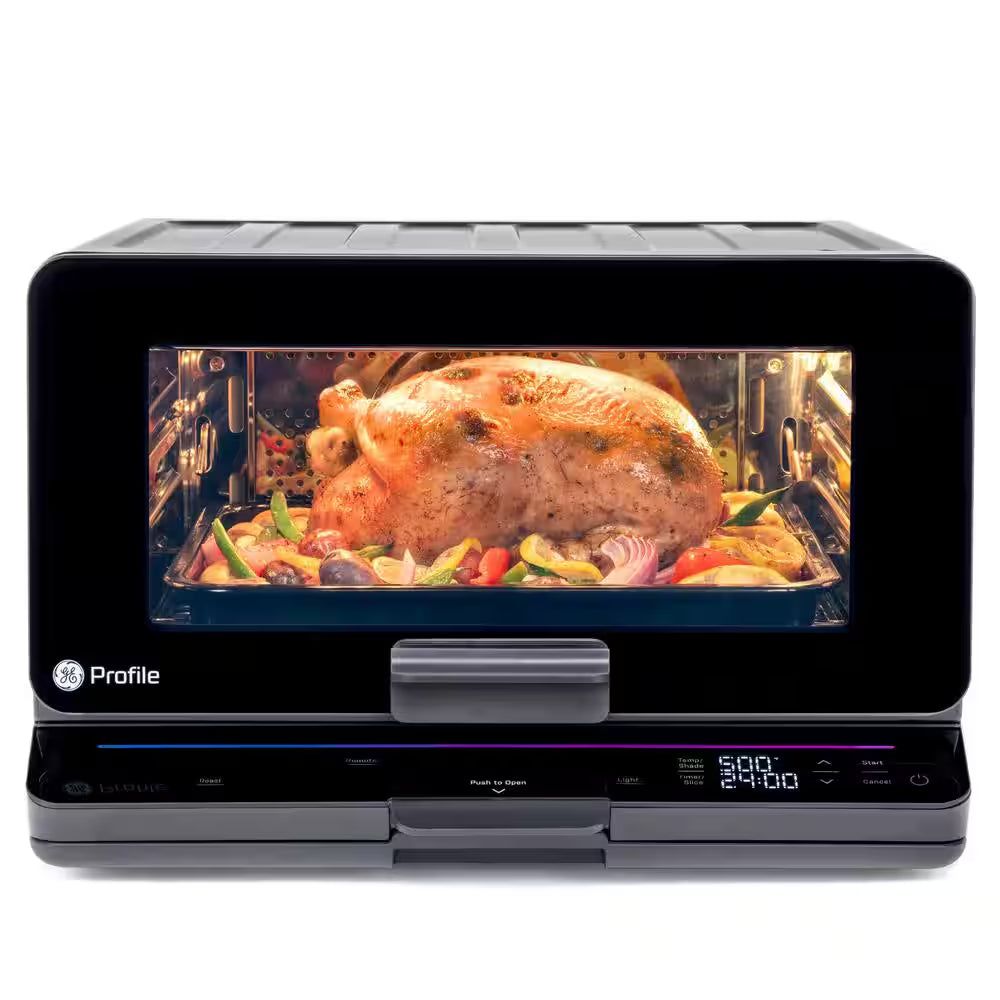 Profile 1,800 W No Preheat Black Toaster Oven with 11-Functions Incl Air Fry, Bake, Broil, and Pizza, Wifi Connected