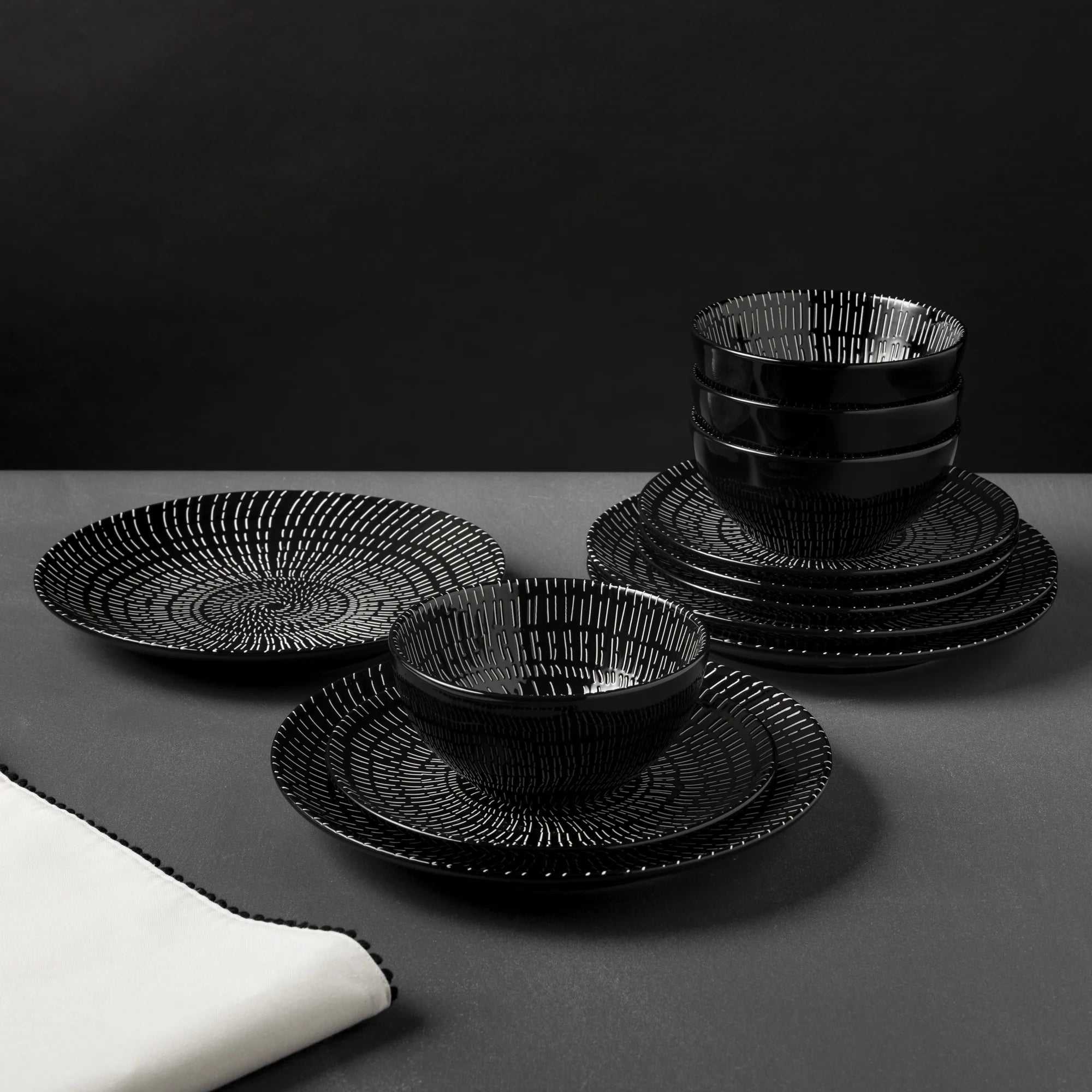 Thyme & Table Maddox 12-Piece Stoneware Dinnerware Set