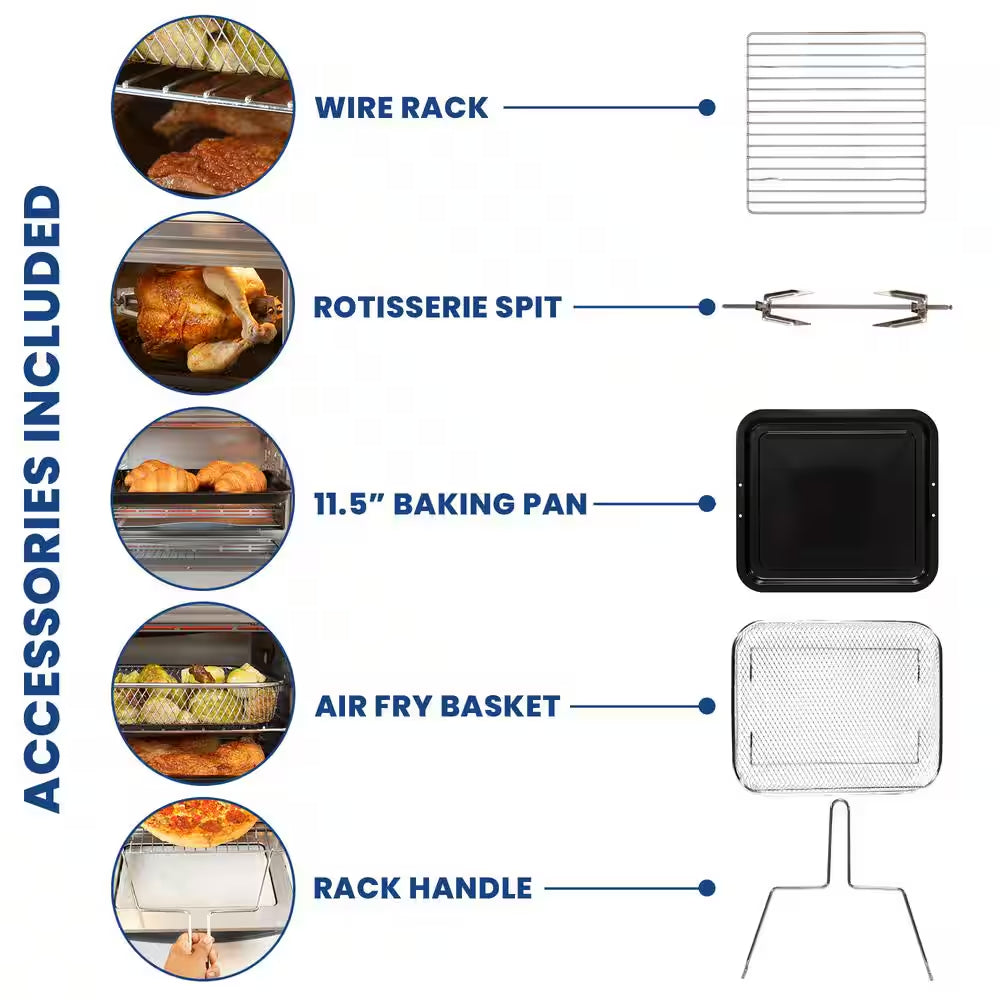 11-In-1 Digital Air Fryer Convection Toaster Oven Rotisserie 6-Slice 1700W Stainless Steel