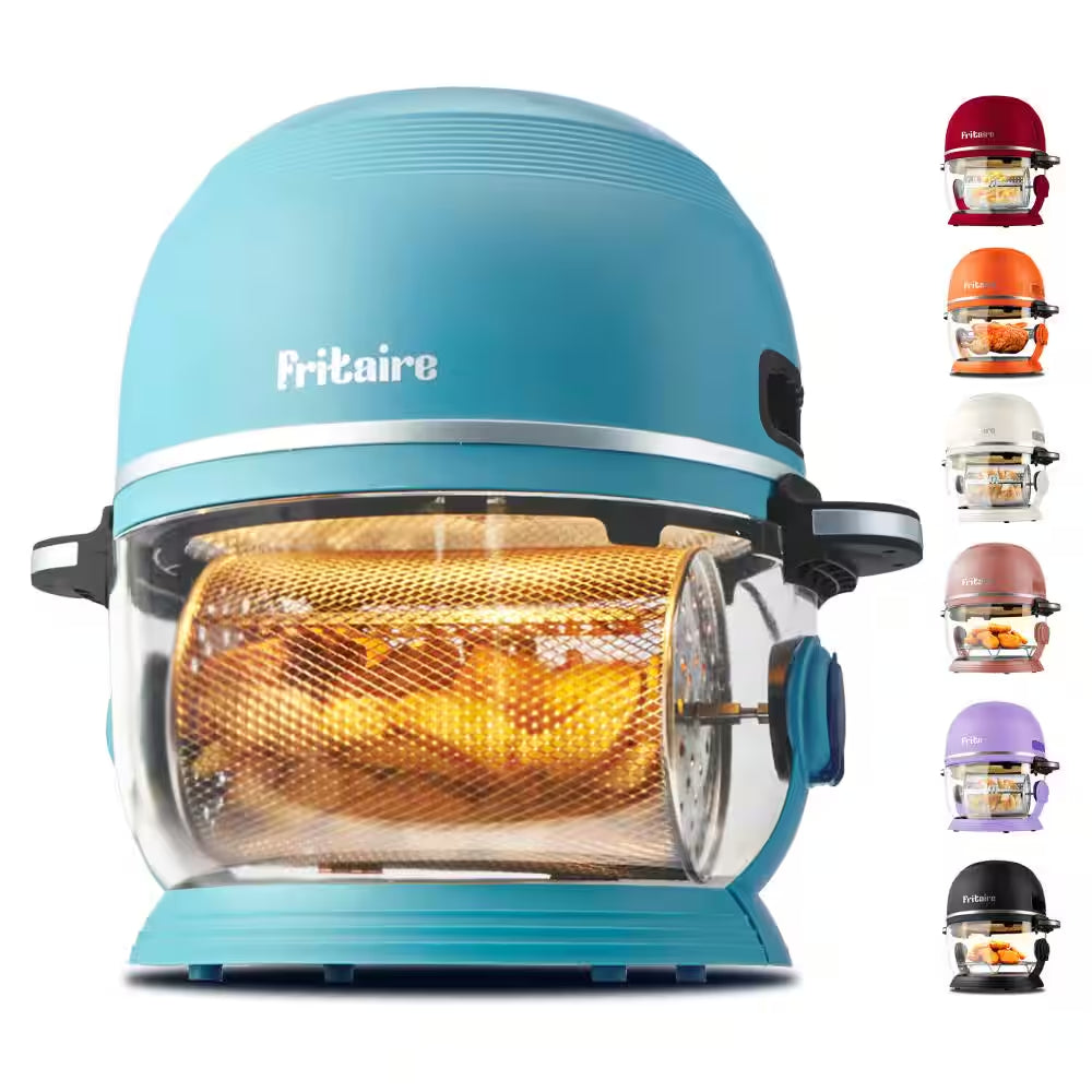 Self-Cleaning Glass Bowl Air Fryer, 5 Qt., 6 Functions, BPA Free, Rotisserie/Tumbler, Green