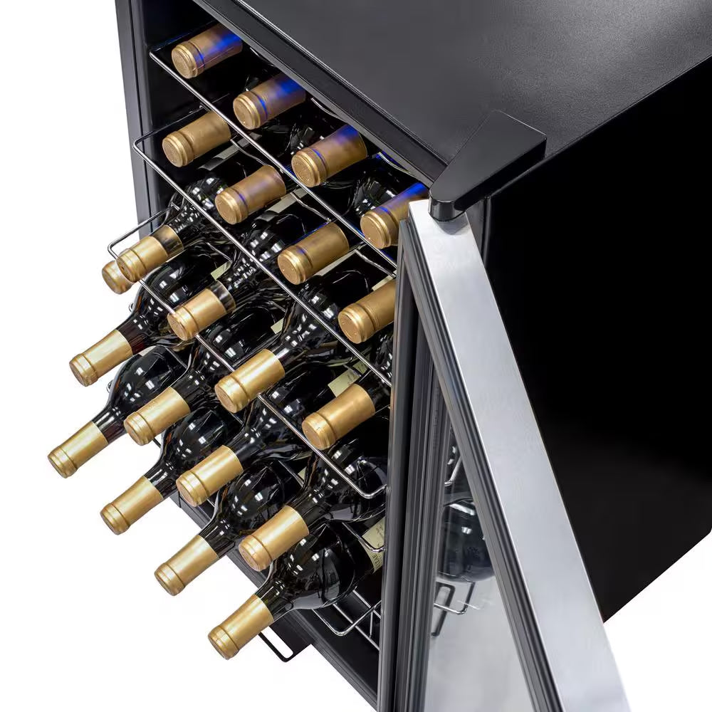 Single Zone 27-Bottle Freestanding Wine Cooler Fridge with Exterior Digital Thermostat and Chrome Racks, Stainless Steel
