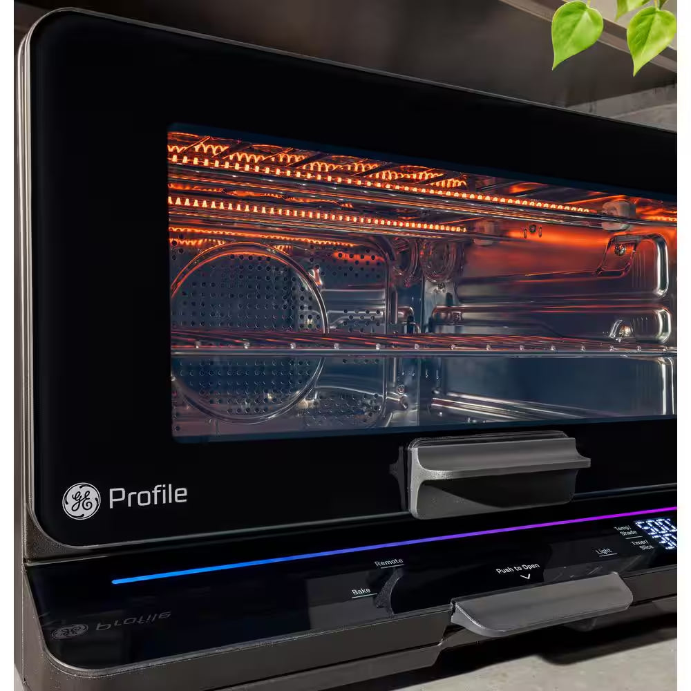 Profile 1,800 W No Preheat Black Toaster Oven with 11-Functions Incl Air Fry, Bake, Broil, and Pizza, Wifi Connected
