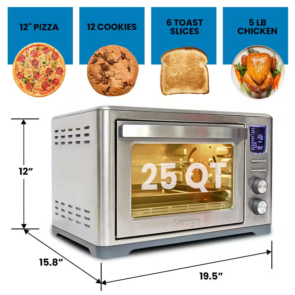 11-In-1 Digital Air Fryer Convection Toaster Oven Rotisserie 6-Slice 1700W Stainless Steel