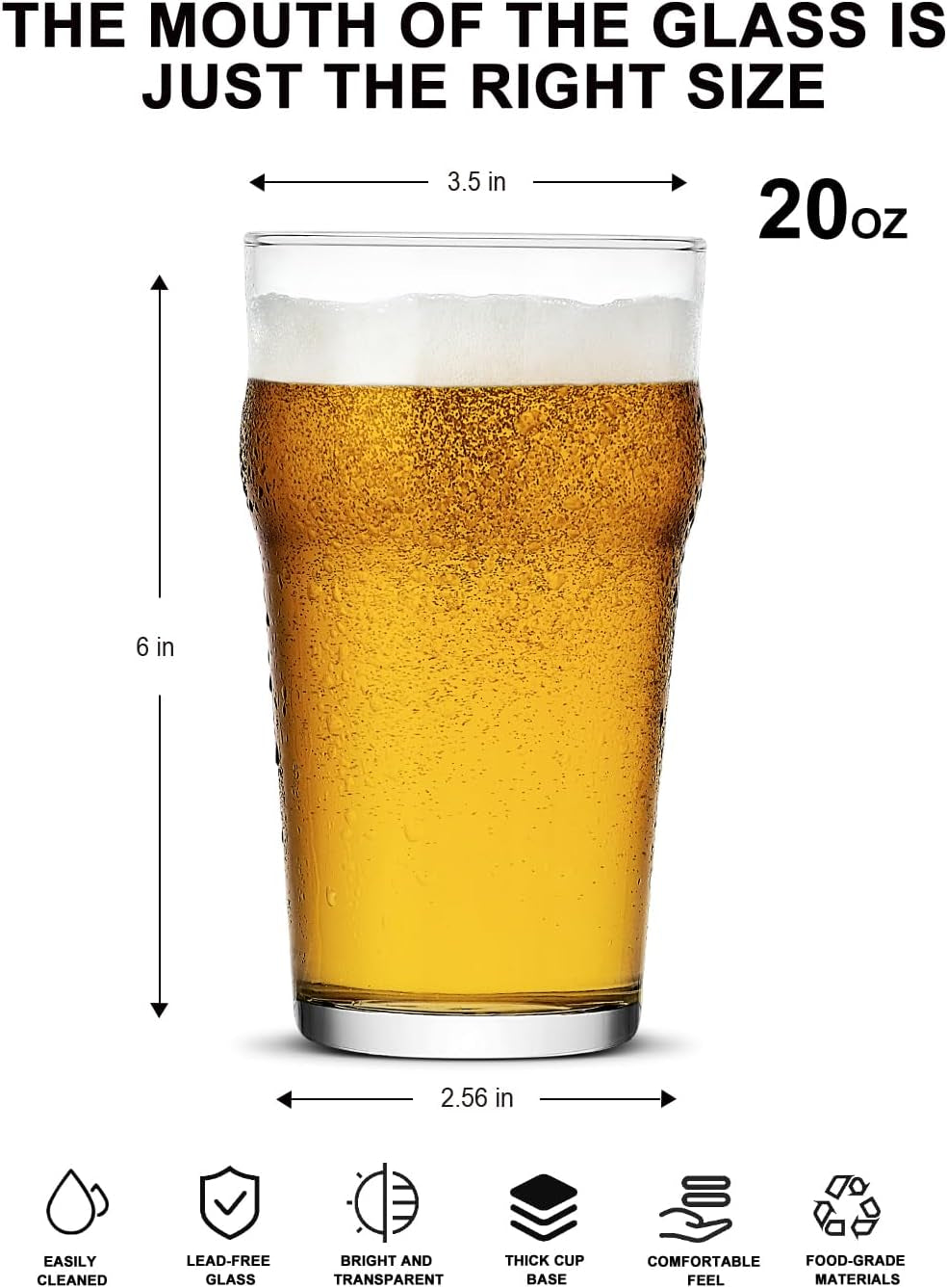 Pint Glasses,20Oz British Beer Glass,Classics Craft Beer Glasses,Premium Beer Glasses Tumbler Set of 2, Pub Beer Glasses,Unique Design Beer Glasses Easy Stacking in the Cupboard
