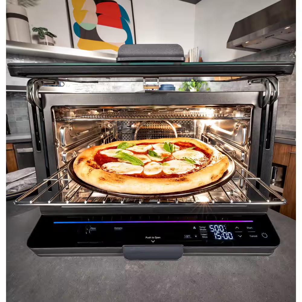 Profile 1,800 W No Preheat Black Toaster Oven with 11-Functions Incl Air Fry, Bake, Broil, and Pizza, Wifi Connected