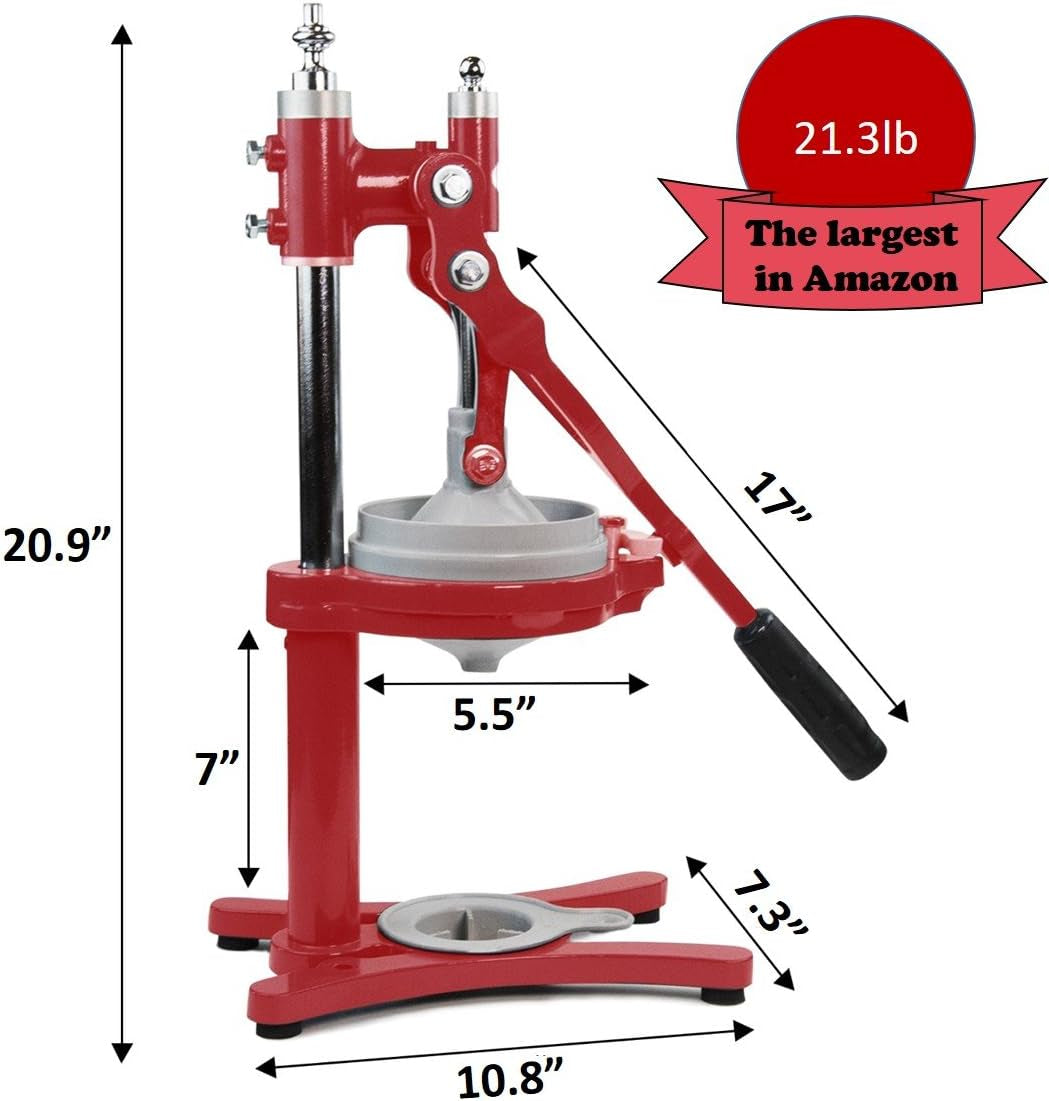 Commercial Citrus Juicer Manual Presser: Press Freshly Squeezed Orange, Lime, Lemon, Grapefruit & Pomegranate Juice like a Professional Chef. XXL Extractor. Enameled Iron Fruit Juicers