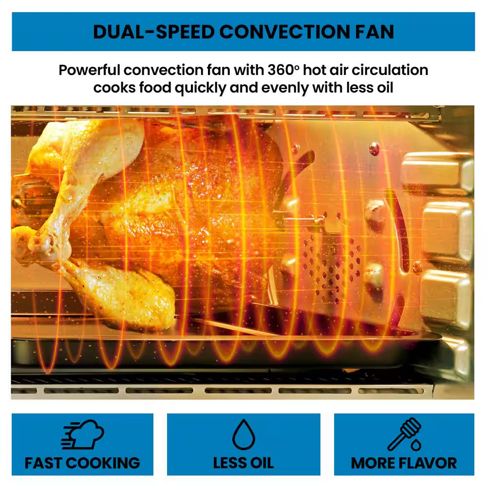 11-In-1 Digital Air Fryer Convection Toaster Oven Rotisserie 6-Slice 1700W Stainless Steel