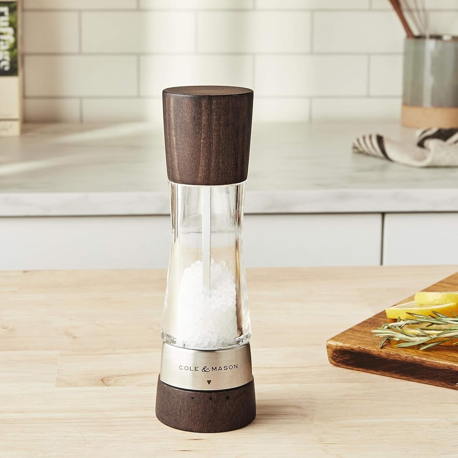 Derwent Salt Mill - Gourmet Precision Salt Grinder - Refillable Seasoning and Spice Tools - Adjustable Seat, Himalayan and Kosher Salt Grinder Settings - Forest Wood