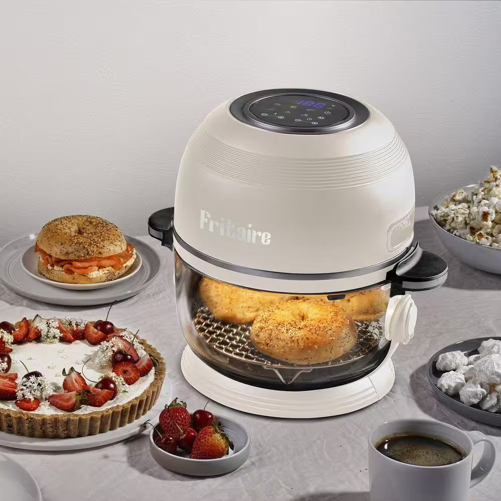 Self-Cleaning Glass Bowl Air Fryer, 5 Qt., 6 Functions, BPA Free, Rotisserie/Tumbler, Green