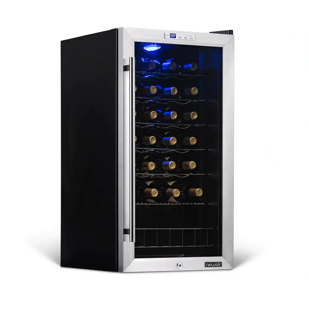 Single Zone 27-Bottle Freestanding Wine Cooler Fridge with Exterior Digital Thermostat and Chrome Racks, Stainless Steel