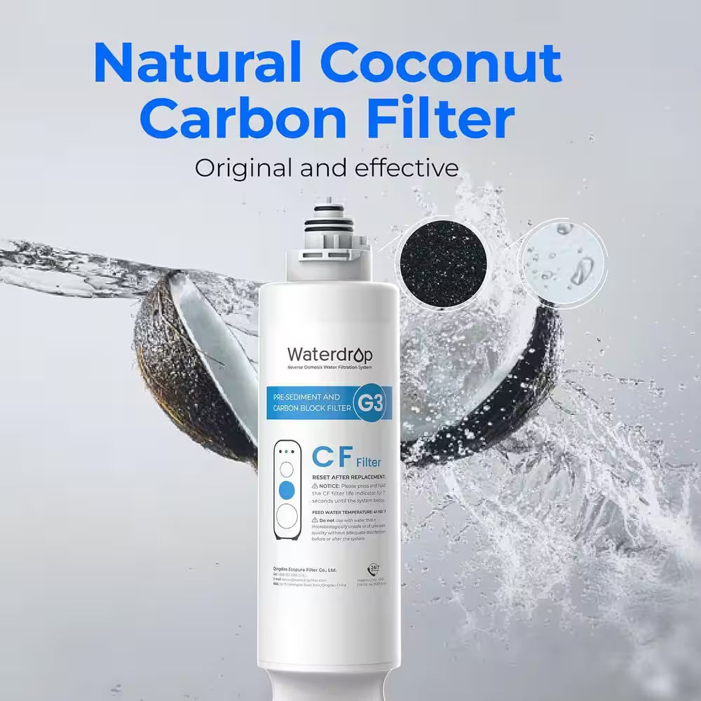 G3P600 8-Stage NSF Certified Reverse Osmosis Water Filtration System, Under-Sink Water Filter, Extra CF Filter