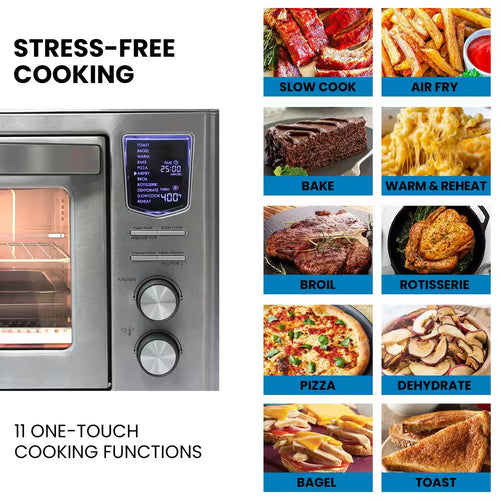 11-In-1 Digital Air Fryer Convection Toaster Oven Rotisserie 6-Slice 1700W Stainless Steel